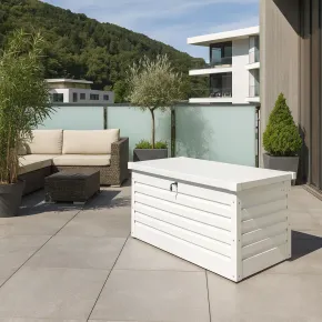 Baule Contenitore Bianco in Alluminio per Esterni 130x61x63 cm con Chiave 2
