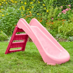 Scivolo per Bambini Pieghevole Salvaspazio a 3 Gradini in Plastica Rosa 2