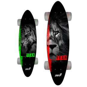 Skateboard 61 cm in Legno con Ruote Luminose da Esterno Rosso o Verde