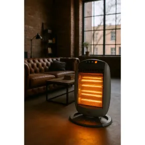 Stufa Elettrica Alogena Oscillante 1600W 4 Livelli Grigio da Interno 2
