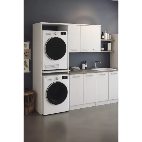 Colonna Copri Lavatrice Asciugatrice Salvaspazio 71x65x210 cm Bianco Frassinato