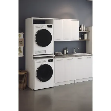 Colonna Copri Lavatrice Asciugatrice Salvaspazio 71x65x210 cm Bianco Frassinato