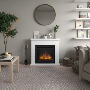 Cornice per Caminetto Elettrico Tagu Frode Camino Bianco in Legno MDF 2