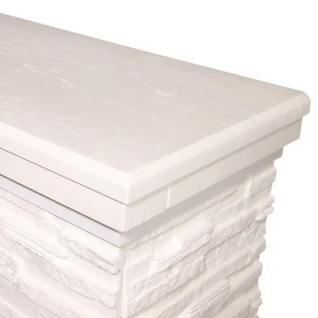 Camino Elettrico Moderno Bianco 2000W Effetto Pietra Finiture Oro