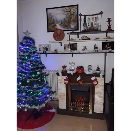 Camino Elettrico Classico 2000W da Soggiorno Noce Rustico con Telecomando