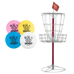 Set Disc Golf con Canestro da Esterno Completo con Dischi Colorati