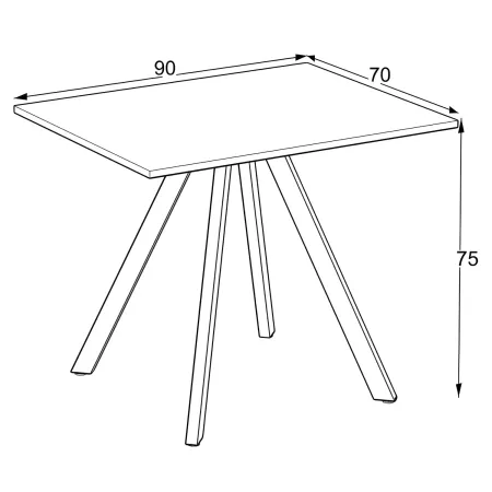 Tavolo da Pranzo Bianco Frassinato Rettangolare 90x70 cm Struttura Nera