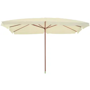 Ombrellone Rettangolare in Legno 3x4 Ecru con Palo Centrale da Giardino