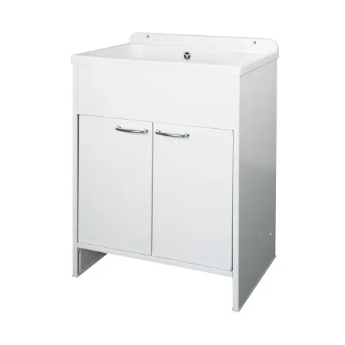 Mobile Lavatoio PVC 58x38 cm con Vasca 2 Ante con Kit Scarico Autopulente