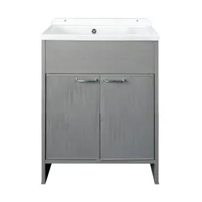 Lavatoio da Lavanderia in PVC con Vasca 58x38 cm Effetto Rovere Esterno 2
