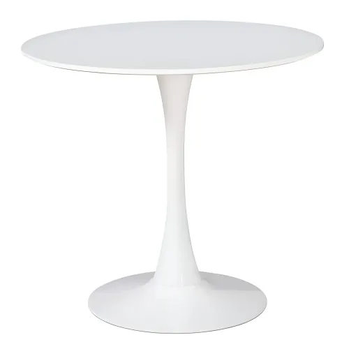 Outlet Tavolo da Salotto Tondo Bianco con Base in metallo 90 x 73 cm