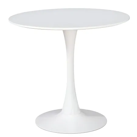 Outlet Tavolo da Salotto Tondo Bianco con Base in metallo 90 x 73 cm