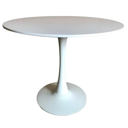 Outlet Tavolo da Salotto Tondo Bianco con Base in metallo 90 x 73 cm