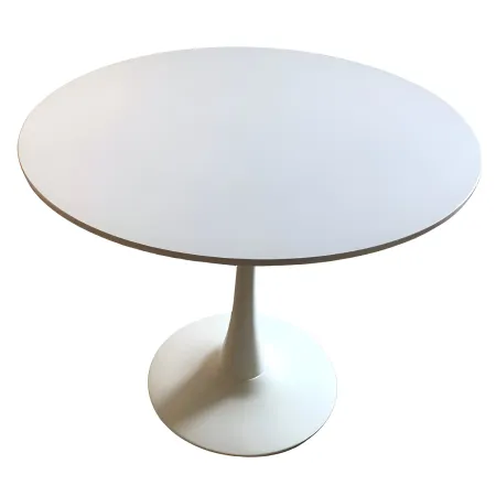Outlet Tavolo da Salotto Tondo Bianco con Base in metallo 90 x 73 cm