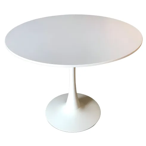 Outlet Tavolo da Salotto Tondo Bianco con Base in metallo 90 x 73 cm