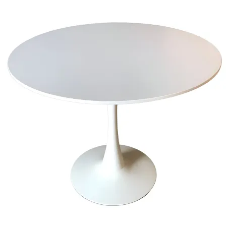 Outlet Tavolo da Salotto Tondo Bianco con Base in metallo 90 x 73 cm