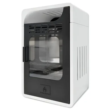 Stufa a Bioetanolo Ventilata 3 kW a Pavimento Bruciatore 1,5 lt Bianco