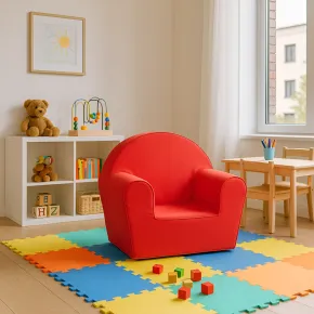 Poltroncina per Bambini Rossa per Cameretta in Tessuto Sfoderabile 2