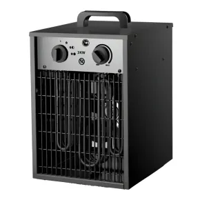 Stufa Elettrica Portatile 3000W Termoventilatore Regolabile Nero