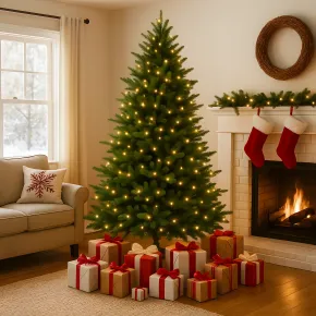 Albero di Natale Artificiale Altezza 210 cm Rami Realistici in PVC 2