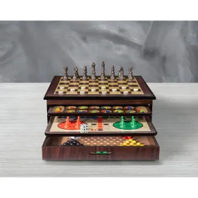Set Giochi da Tavolo in Legno per Famiglia Vassoi Estraibili Accessori Inclusi 2
