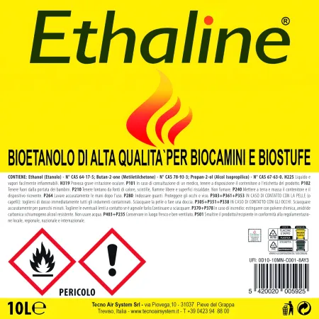 2 Taniche Bioetanolo Naturale 10L Combustibile Ecologico per Biocamini