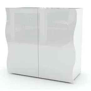 Madia a 2 Ante Bianco Lucido Credenza per Soggiorno Moderna Multifunzione