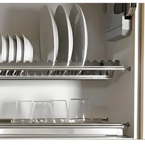 Scolapiatti per Cucina a Incasso con Vassoio Salvagocce per Piatti 86 cm 2