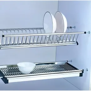 Scolapiatti in Acciaio 56 cm Organizzatore Piatti per Pensile Regolabile 2