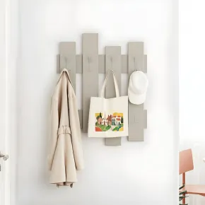 Appendiabiti a Muro per Ingresso in Legno Cashmere 8 Ganci Moderno 2