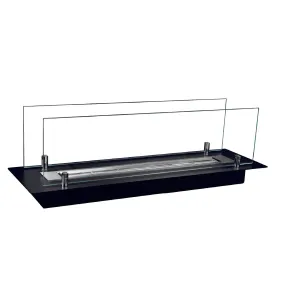 Bruciatore a Bioetanolo con Vetri da Incasso 65 cm 0,7L Acciaio Inox