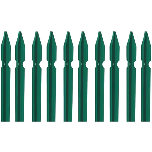 10 Paletti da 250 cm in Ferro Plastificato Verde Pali a T per Terreni