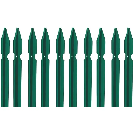 10 Paletti da 250 cm in Ferro Plastificato Verde Pali a T per Terreni