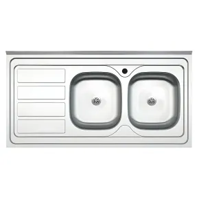 Lavello 2 Vasche con Gocciolatoio Sinistro Inox da Appoggio 120x60 cm