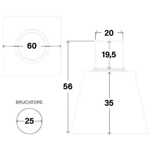 Camino Bioetanolo 1,5L Cono Ø60 Bianco da Terra da Interno Esterno