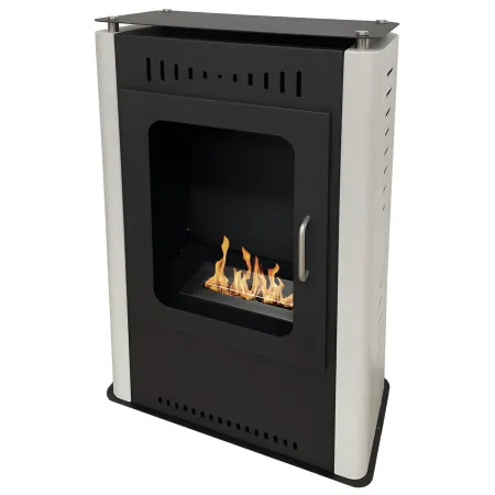Stufa a Bioetanolo 1,2L da Pavimento 3,4 kW in Acciaio Inox Bianco