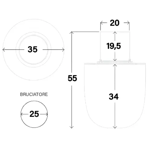 Camino Bioetanolo da Giardino 1,5L Grigio Ghisa da Pavimento 35x55 cm