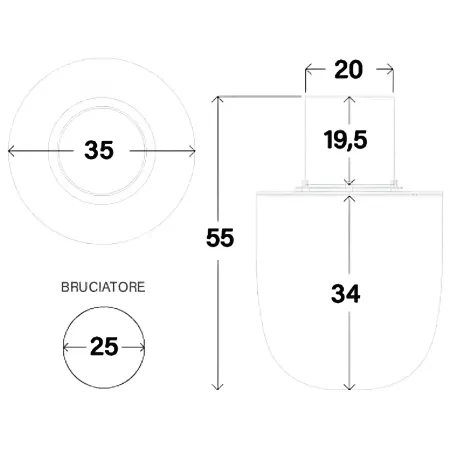 Camino Bioetanolo da Giardino 1,5L Marrone da Pavimento 35x55 cm