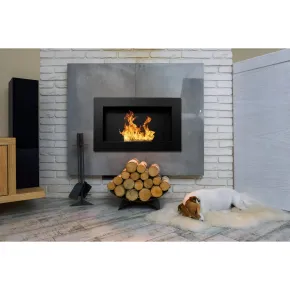 Camino a Bioetanolo da Incasso 2kW Nero in Acciaio Inox 65x12x40 cm 2