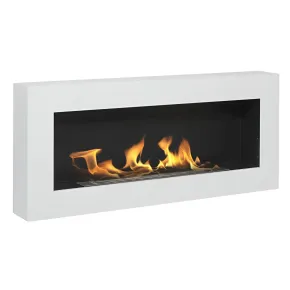 Camino Bioetanolo da Parete 2,5 KW Bianco Fiamma Reale Lana di Roccia