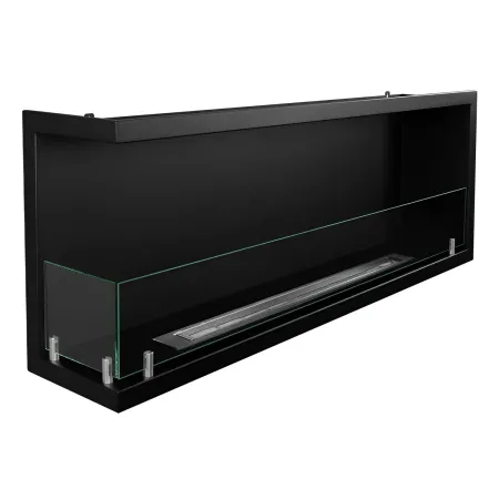 Camino a Bioetanolo 1,5L Nero da Incasso 120x45 cm Angolare a Sinistra