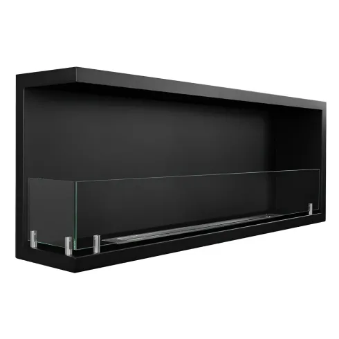 Camino a Bioetanolo 1,5L Nero da Incasso 120x45 cm Angolare a Sinistra