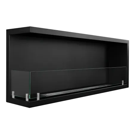 Camino a Bioetanolo 1,5L Nero da Incasso 120x45 cm Angolare a Sinistra