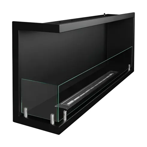 Camino a Bioetanolo 1,5L Nero da Incasso 120x45 cm Angolare a Sinistra