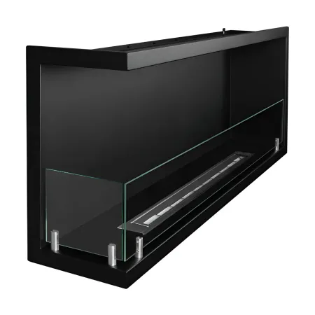 Camino a Bioetanolo 1,5L Nero da Incasso 120x45 cm Angolare a Sinistra