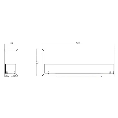Camino a Bioetanolo 1,5L Nero da Incasso 120x45 cm Angolare a Sinistra
