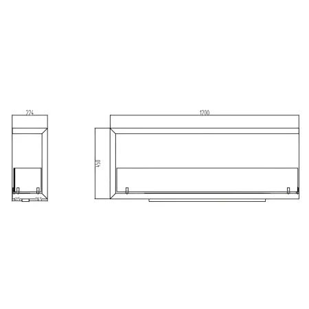 Camino a Bioetanolo 1,5L Nero da Incasso 120x45 cm Angolare a Sinistra