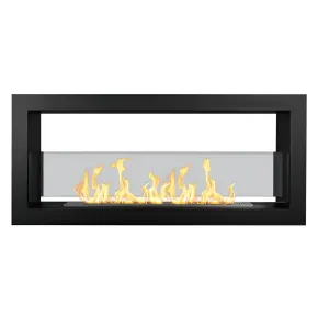 Camino a Bioetanolo Bifacciale 1,5L Nero da Parete 90x40 cm Acciaio