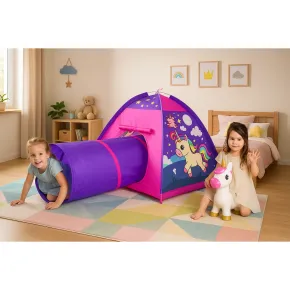 Tenda da Gioco per Bambini Unicorno con Tunnel per Cameretta Pieghevole 2