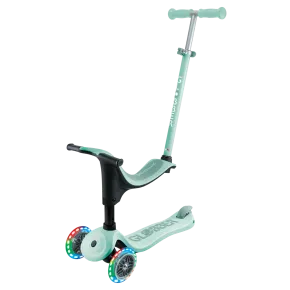Monopattino per Bambini 3 in 1 Verde Menta Regolabile 50 kg Ruote LED